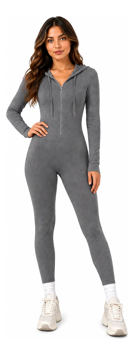 Enterizo Deportivo Manga Larga Pantalón Ajustado Para Mujer
