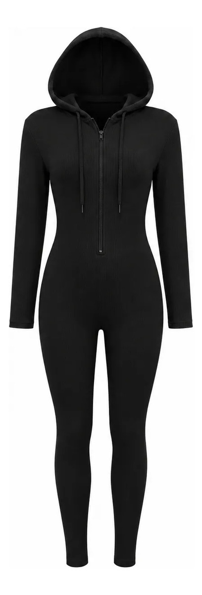Enterizo Deportivo Manga Larga Pantalón Ajustado Para Mujer