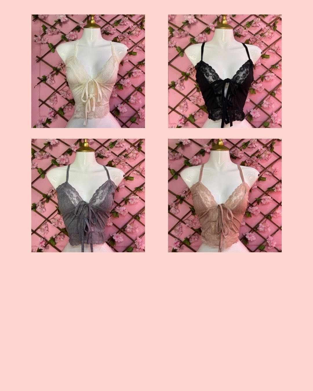 Top de encaje con tirantes y cintas