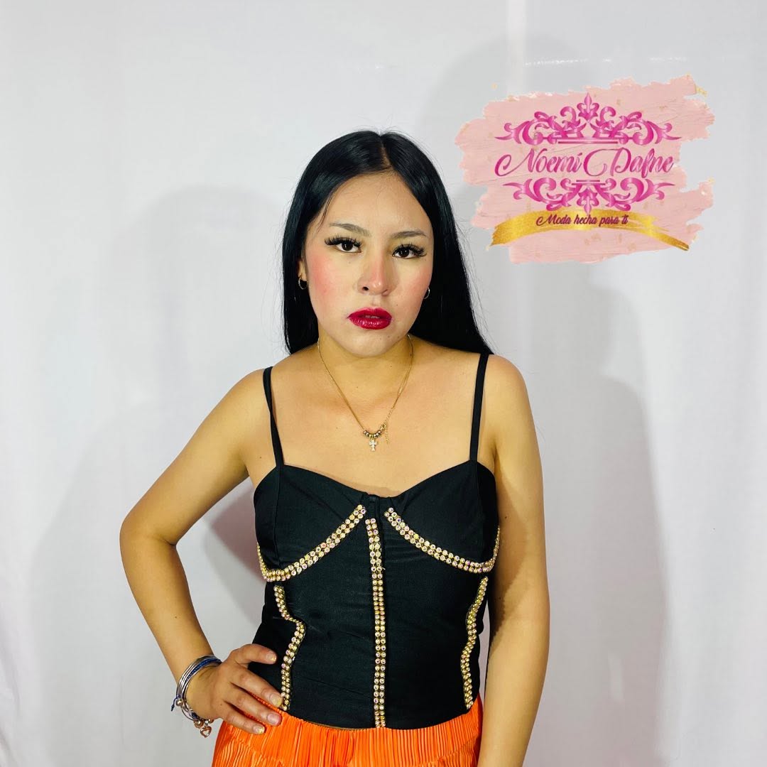 Top corset de tirantes con pedrería