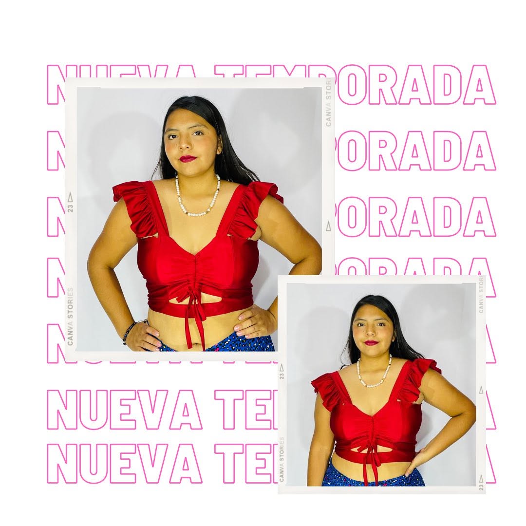 Top con tirantes de olán y agujetas al frente