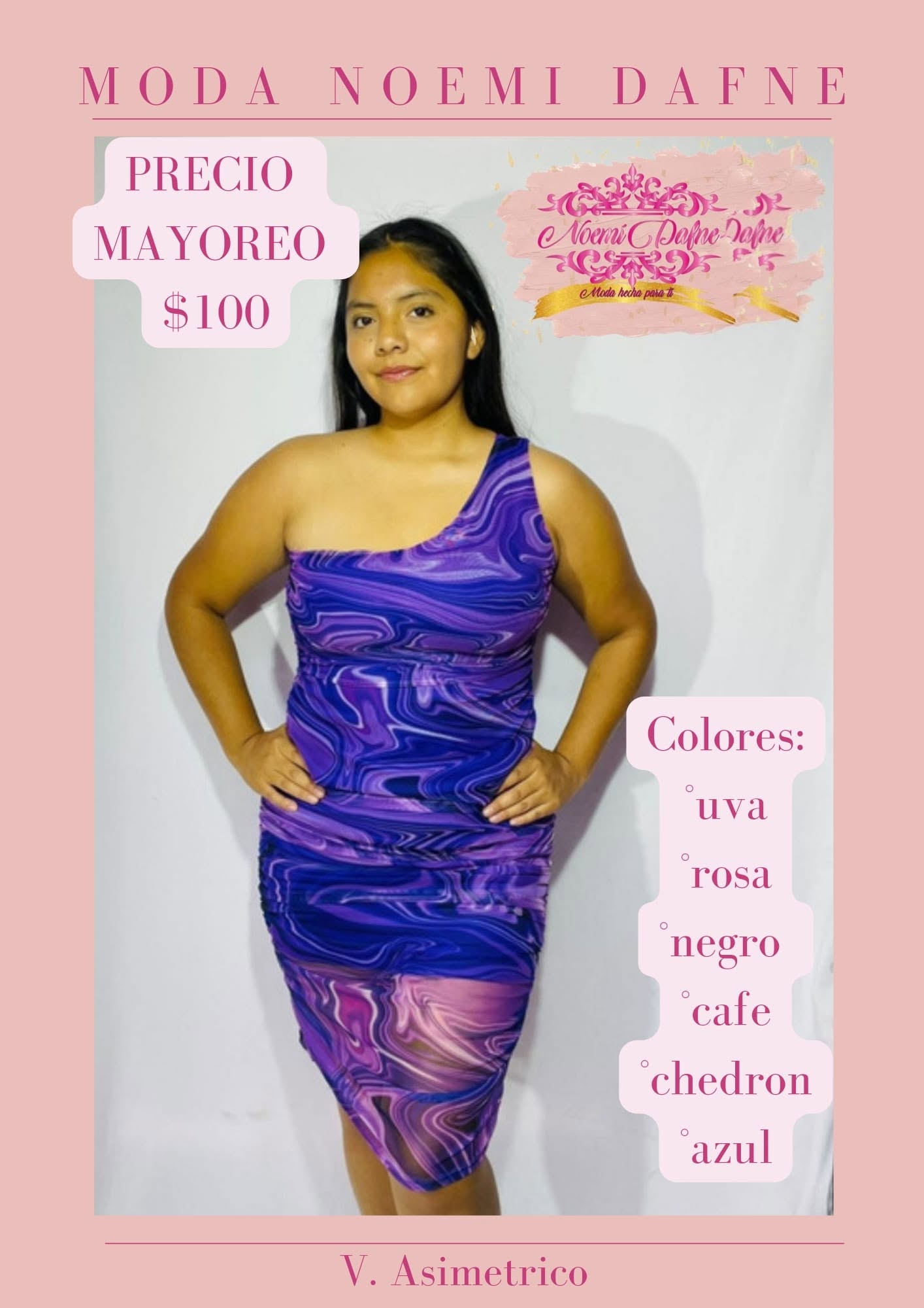 Vestido corto asimétrico de un hombro estampado marmoleado