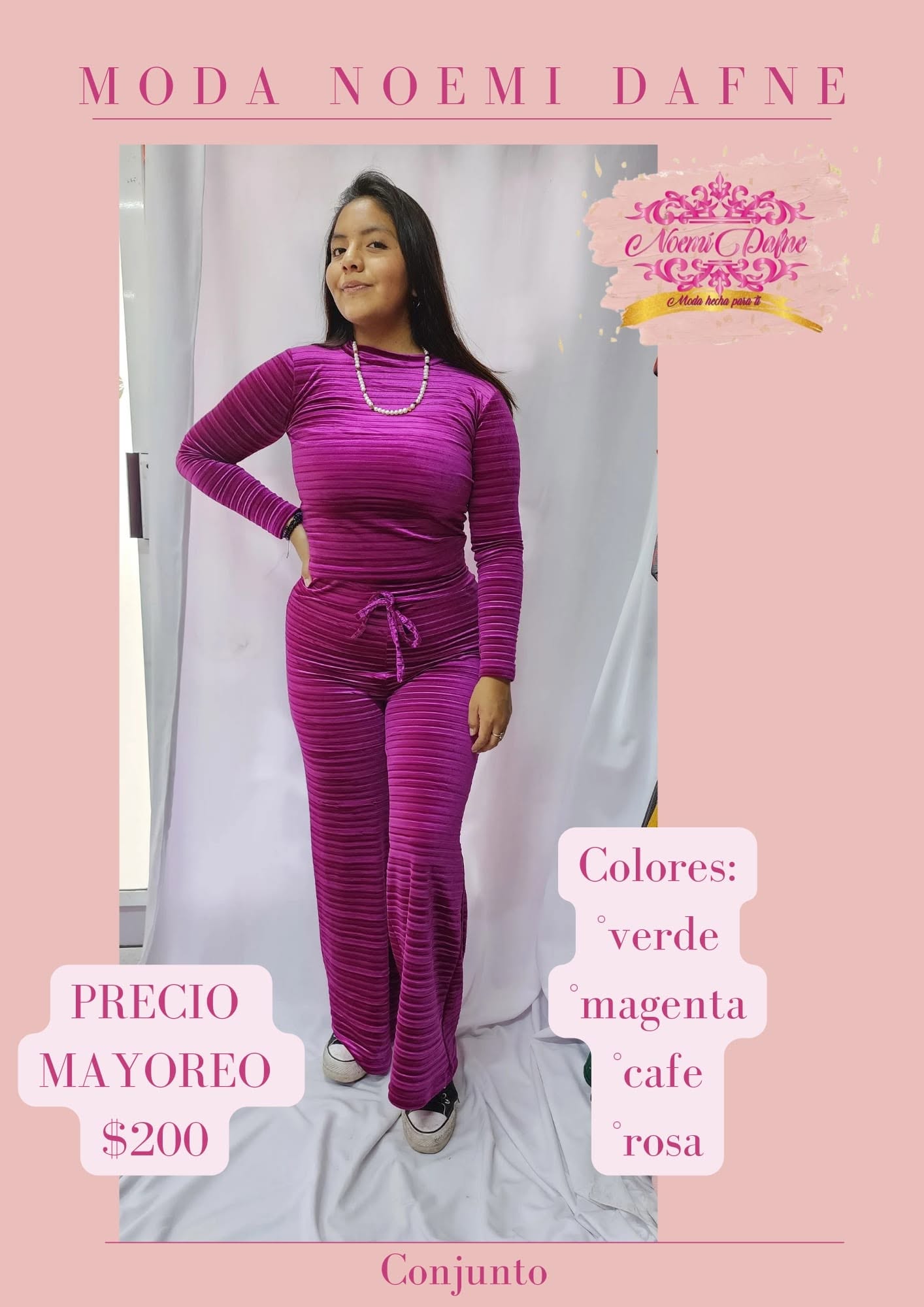 Conjunto de terciopelo: blusa de manga larga y pantalón