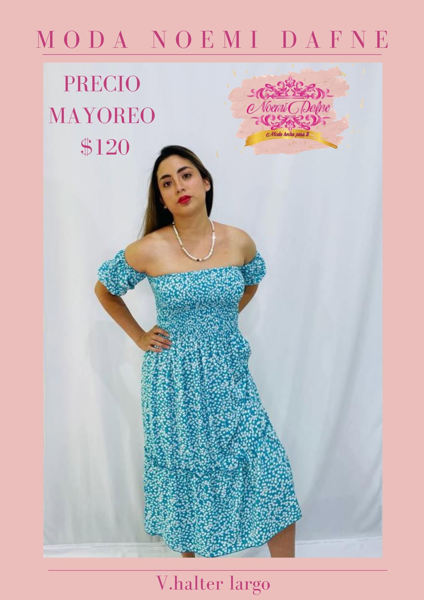Vestido largo campesino con smock y falda escalonada
