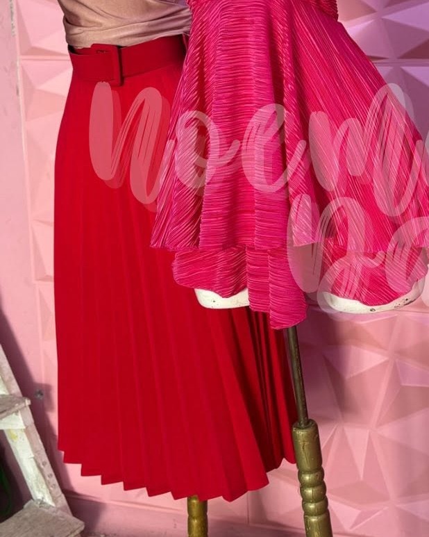 Falda plisada midi