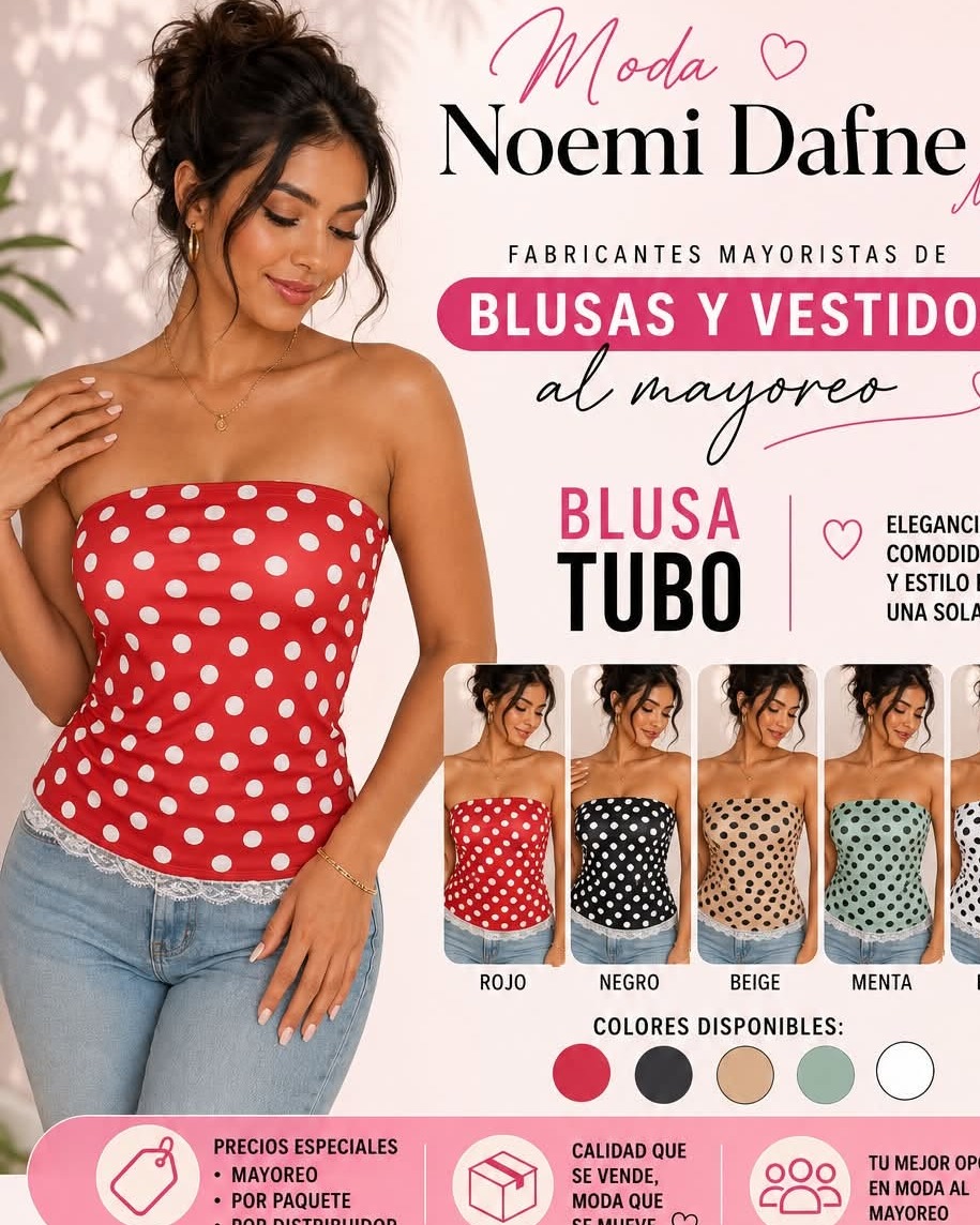 Blusa tubo strapless de lunares