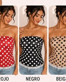 Blusa tubo strapless de lunares