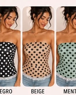 Blusa tubo strapless de lunares