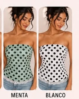 Blusa tubo strapless de lunares