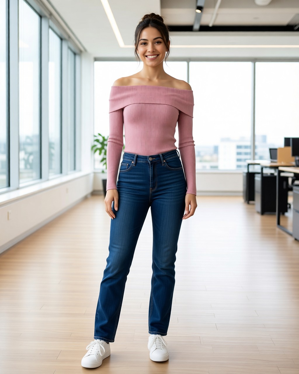 Blusa Brenda de punto acanalado con hombros descubiertos