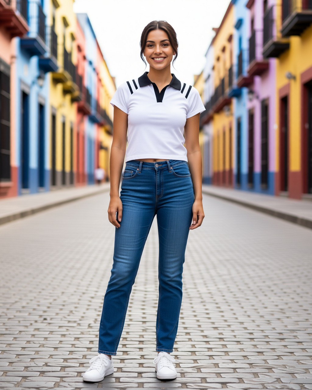 Blusa Franjas de punto con cuello sport y franjas en las mangas