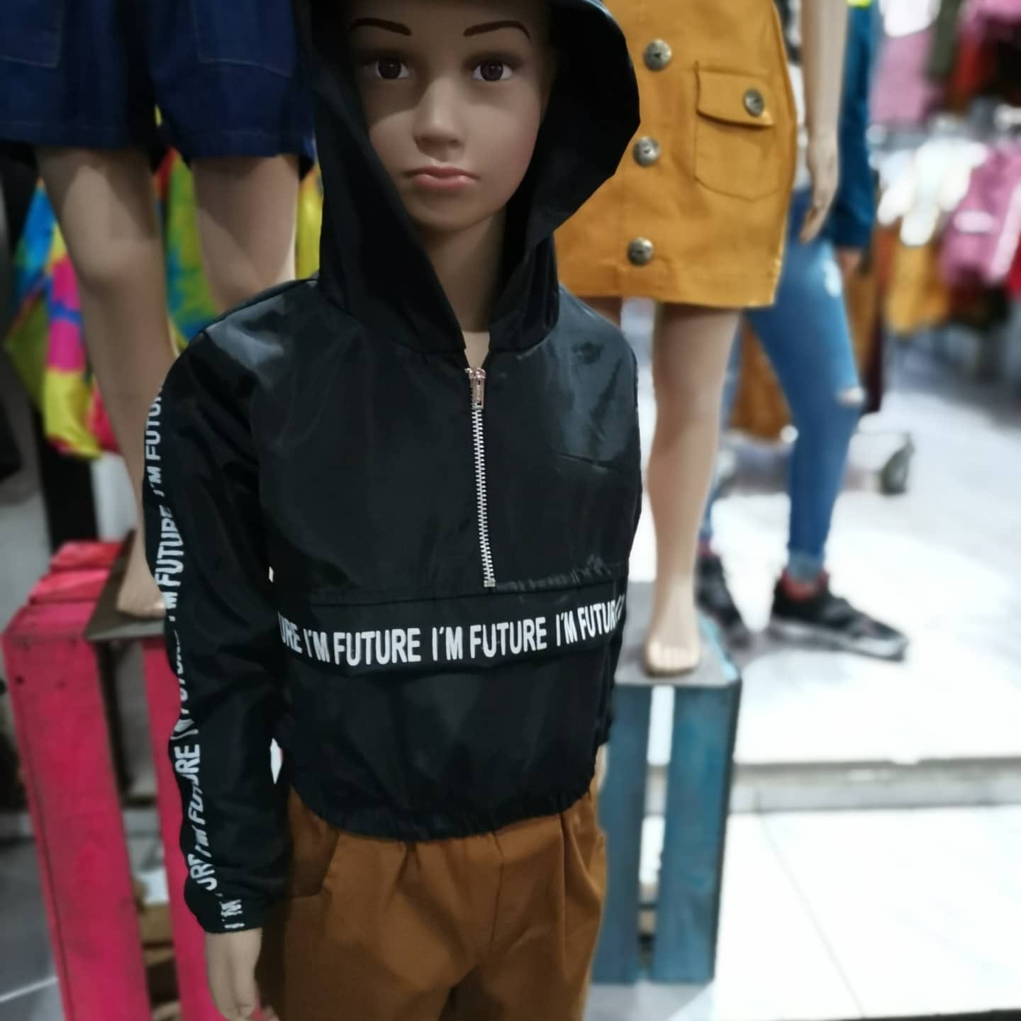 Conjunto deportivo de niña rompevientos con capucha y pantalón jogger