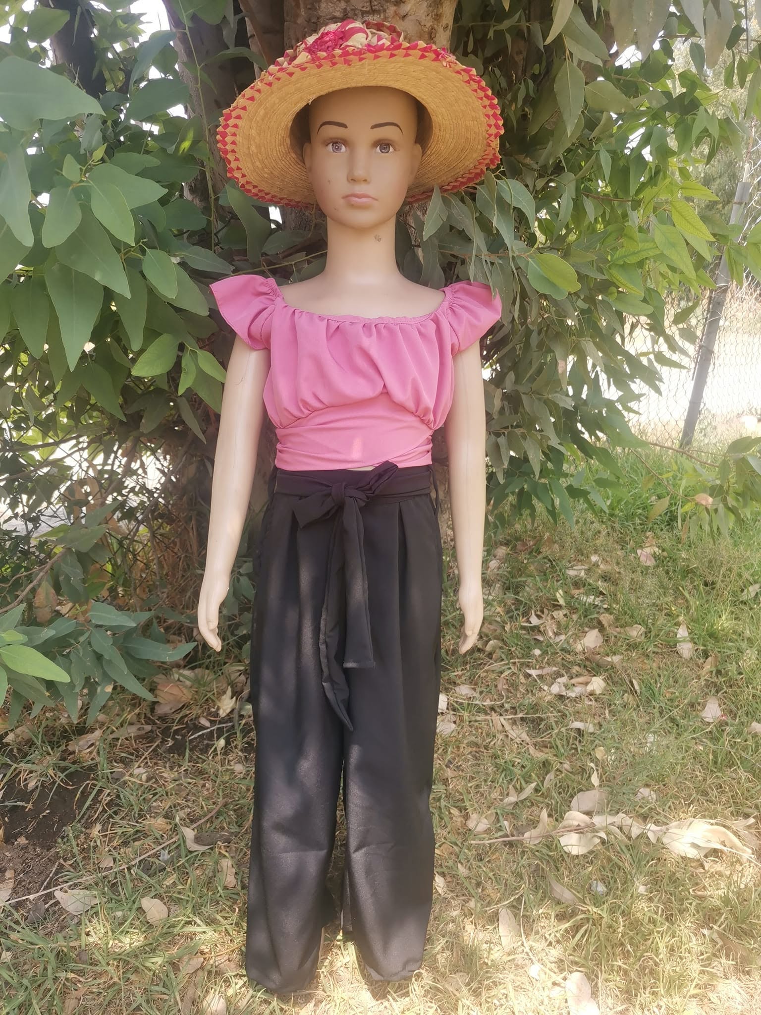 Conjunto de niña blusa campesina con pantalón palazzo