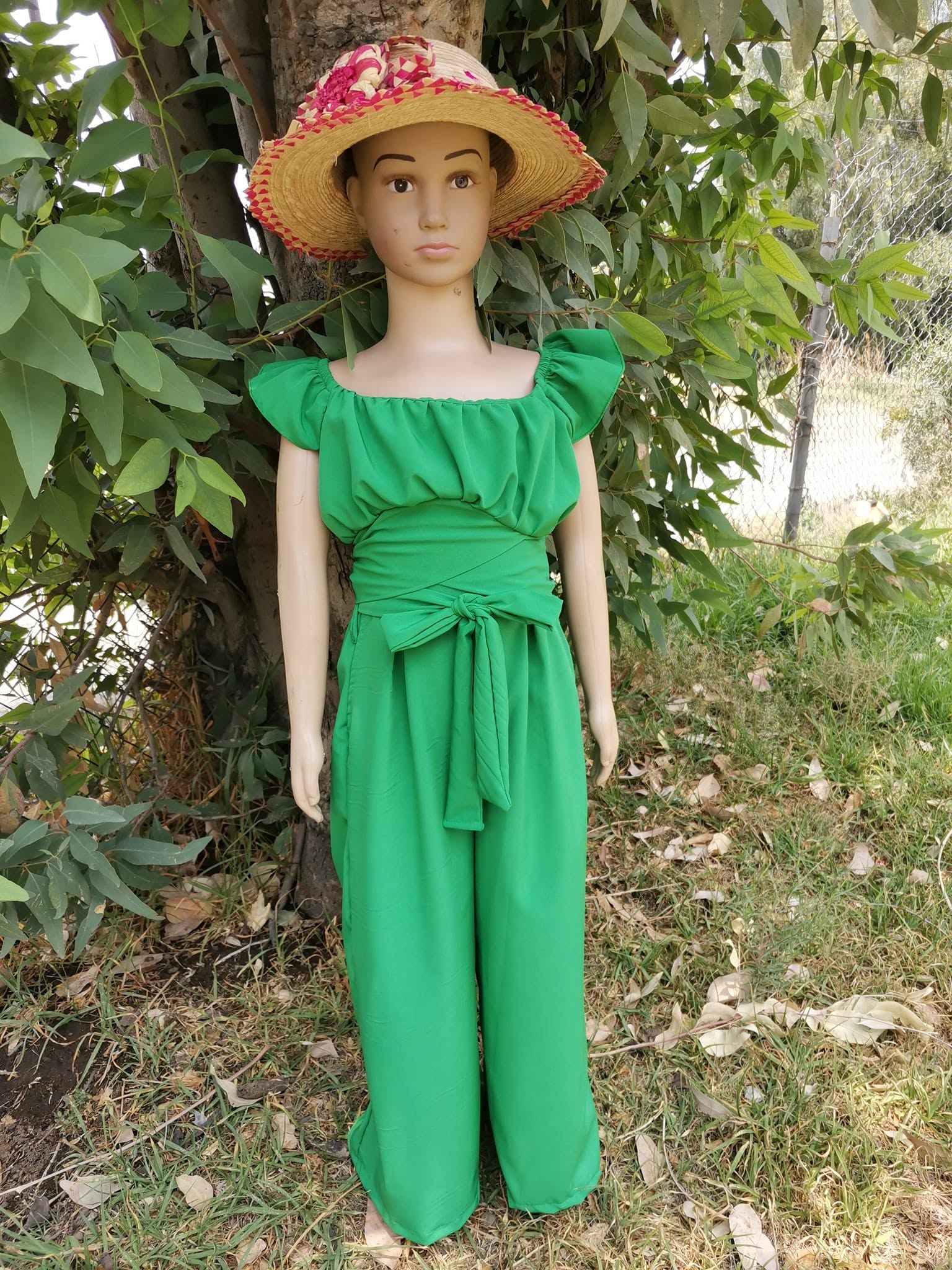 Conjunto de niña blusa campesina con pantalón palazzo