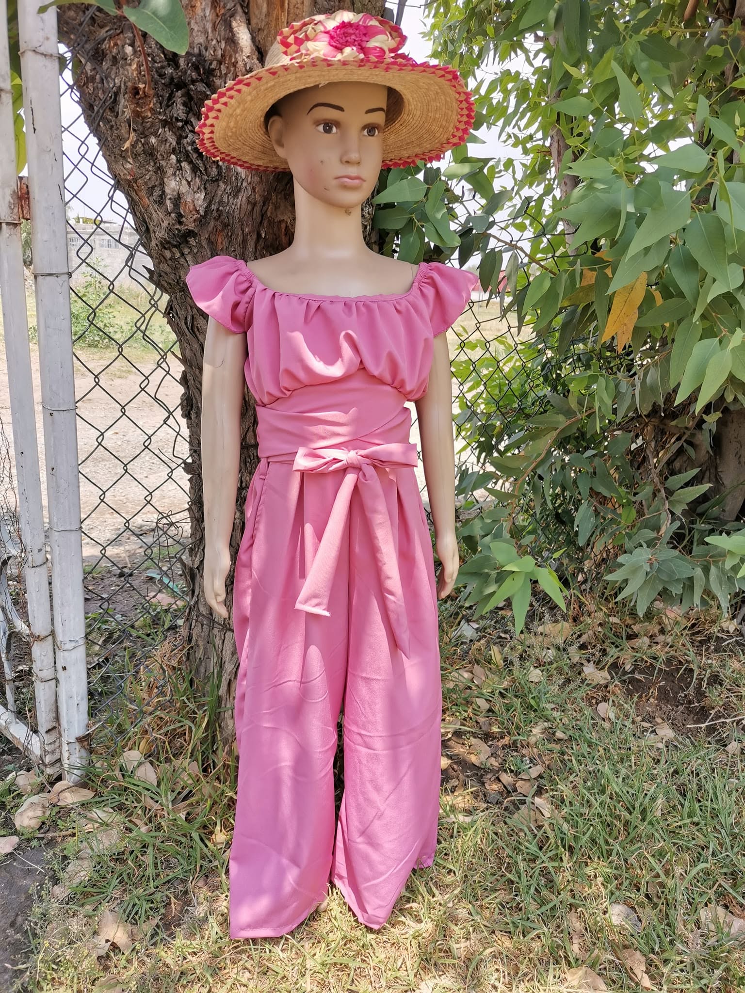 Conjunto de niña blusa campesina con pantalón palazzo