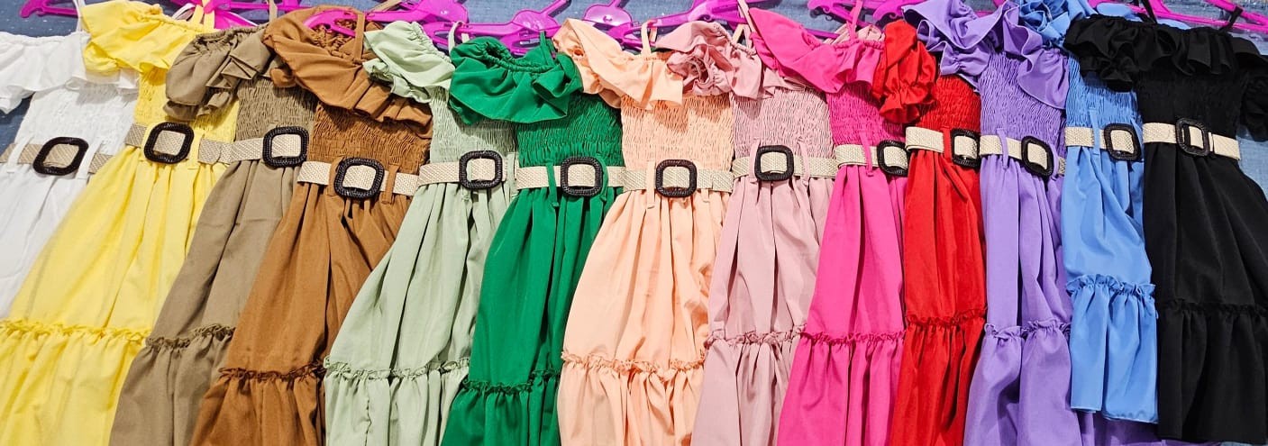 Vestido de niña Hanna tipo campesino con cinturón