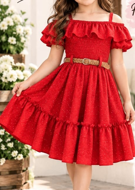 Vestido de niña Hanna Diamond con brillos y cinturón