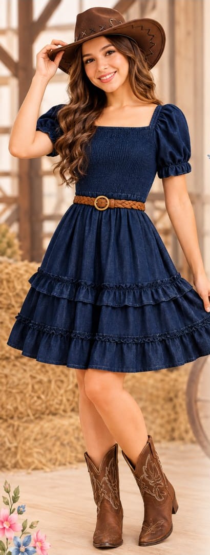 Vestido juvenil Carol de mezclilla con cinturón