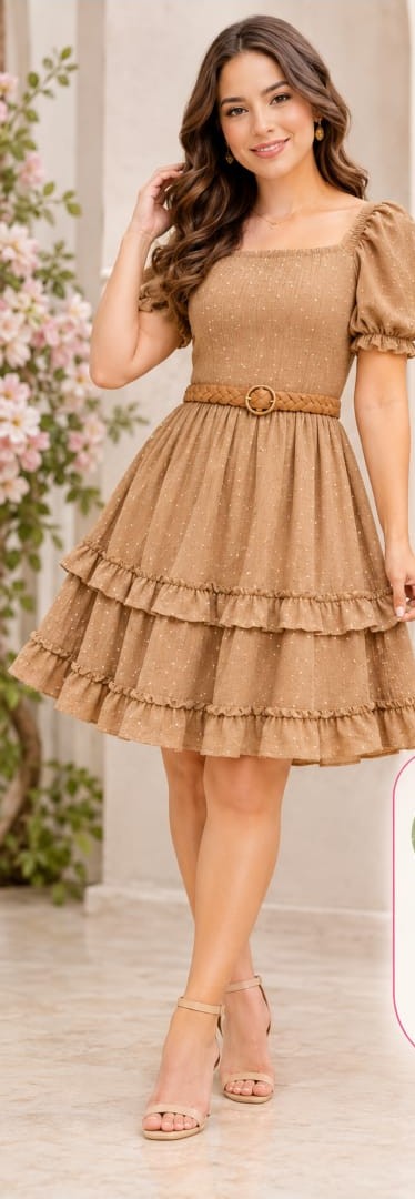 Vestido juvenil Carol Diamond con cinturón trenzado