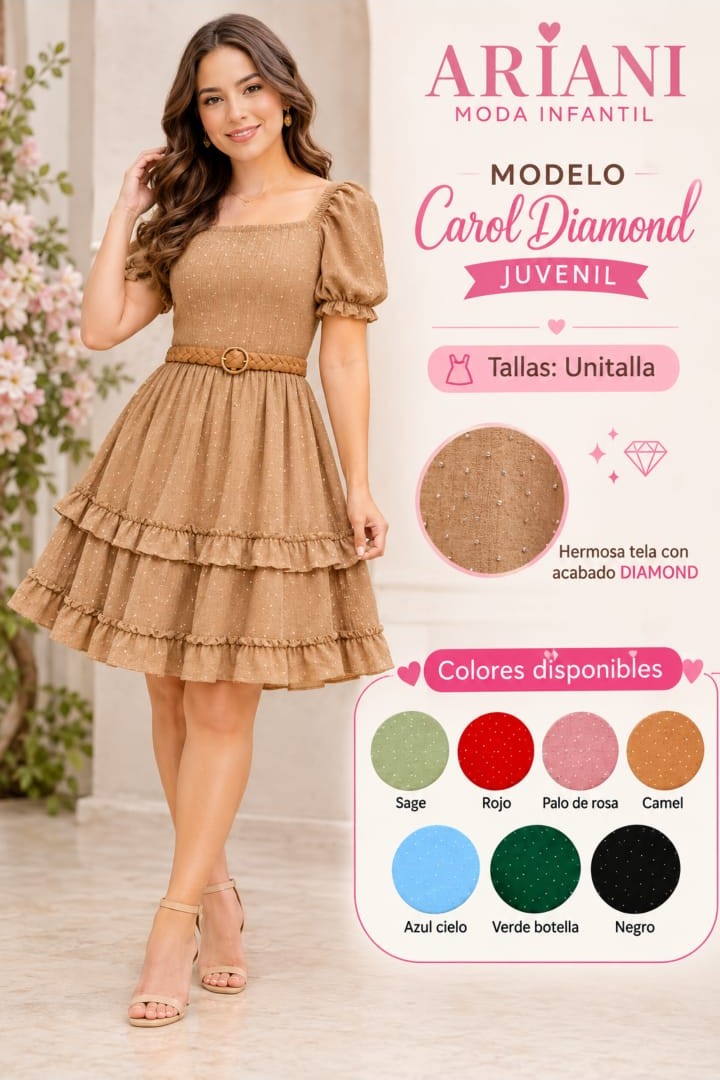 Vestido juvenil Carol Diamond con cinturón trenzado