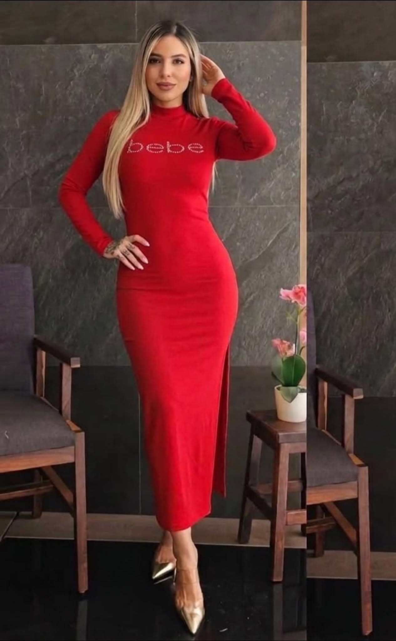 Vestido largo "bebe" manga larga