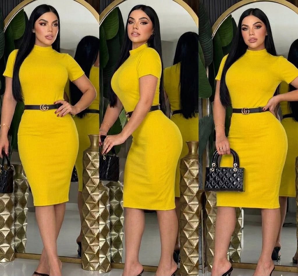 Vestido midi tejido con cinturón