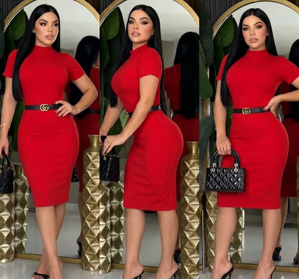 Vestido midi tejido con cinturón