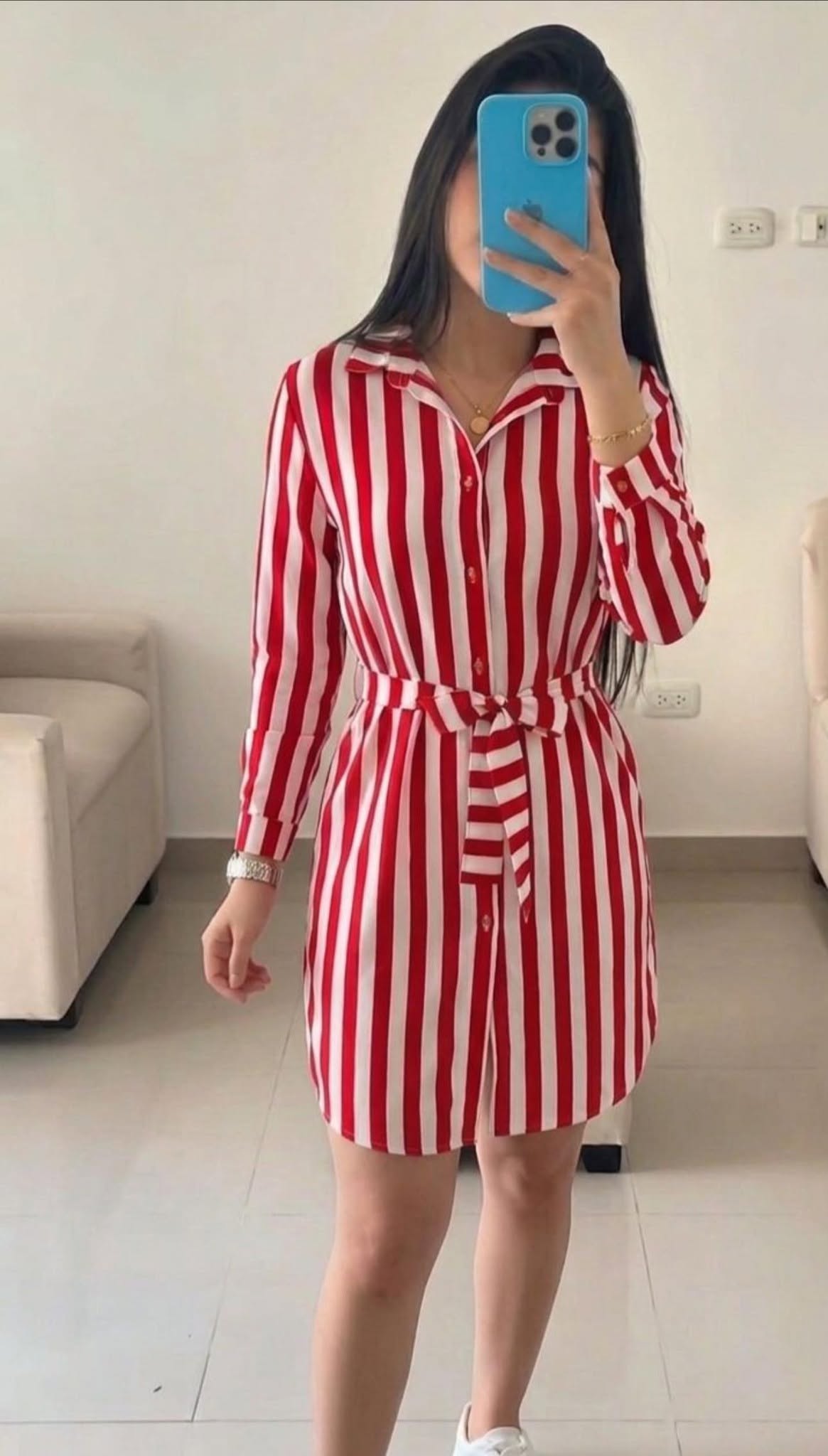 Vestido camisero de rayas