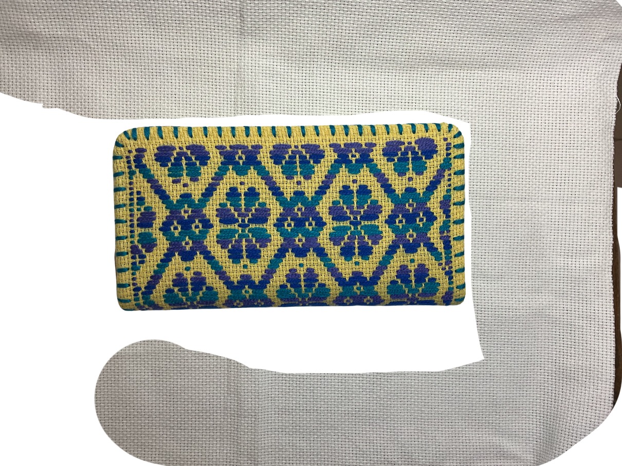 Cartera grande artesanal de un cierre con tejido mazahua