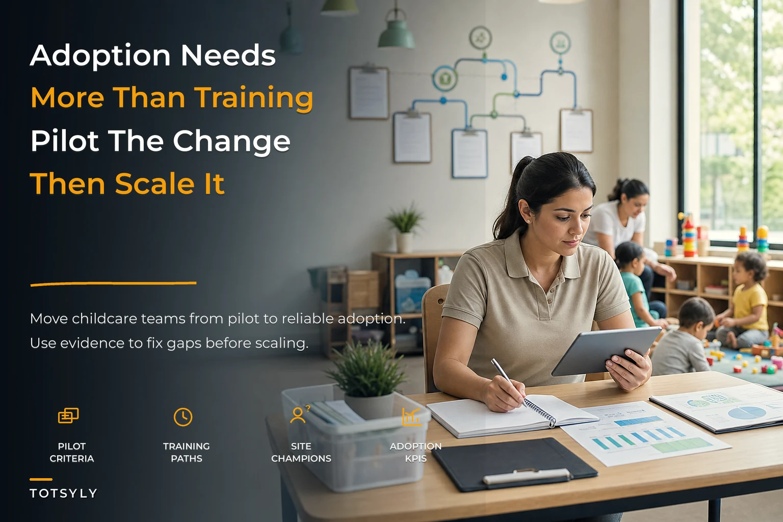 Childcare technology change-management playbook for multi-site adoption