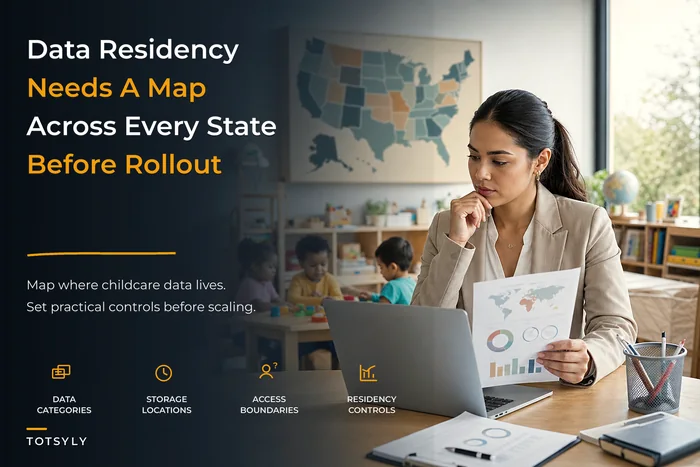 Data residency framework for multi-jurisdiction childcare operations