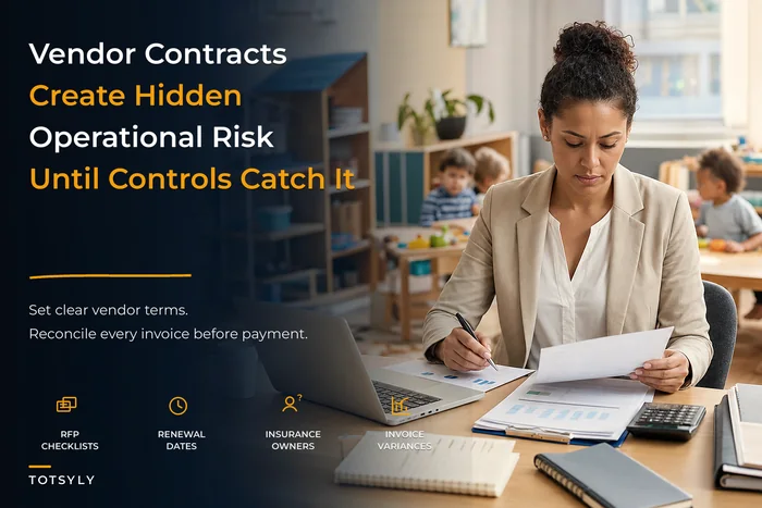 Vendor contract governance for childcare operations and controls