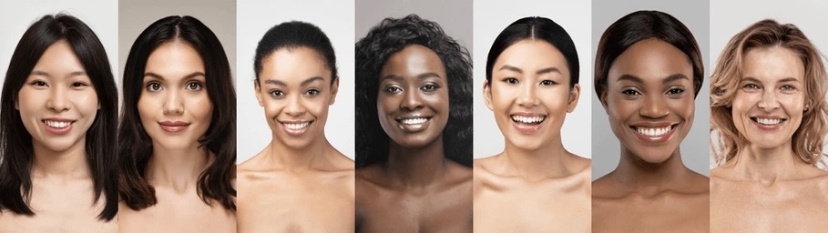 Women with different skin tones