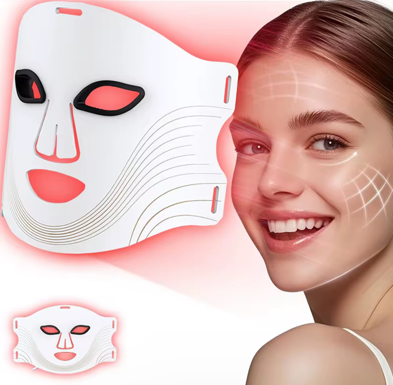 Woman using LED mask