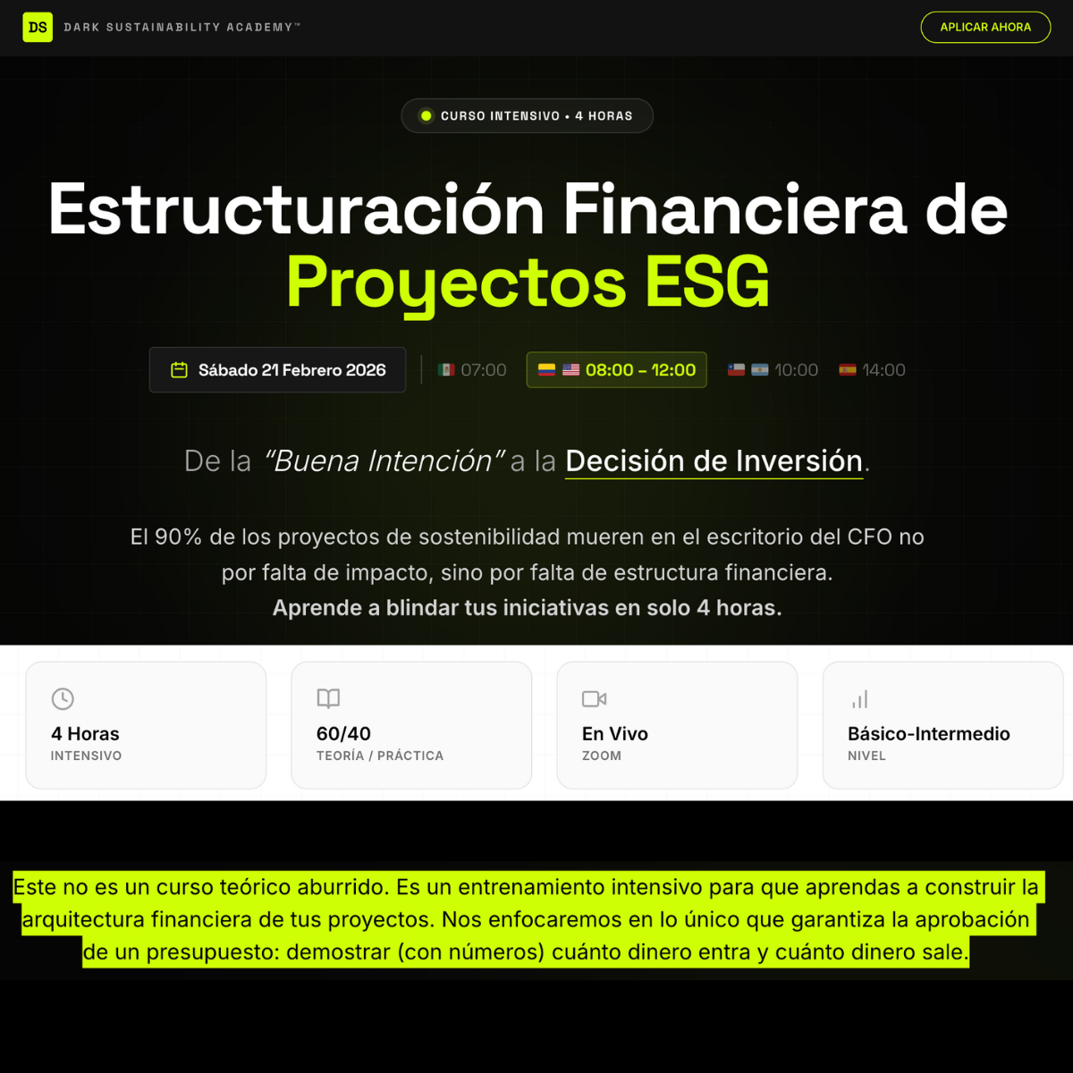 Curso Estructuración Financiera de Proyectos ESG