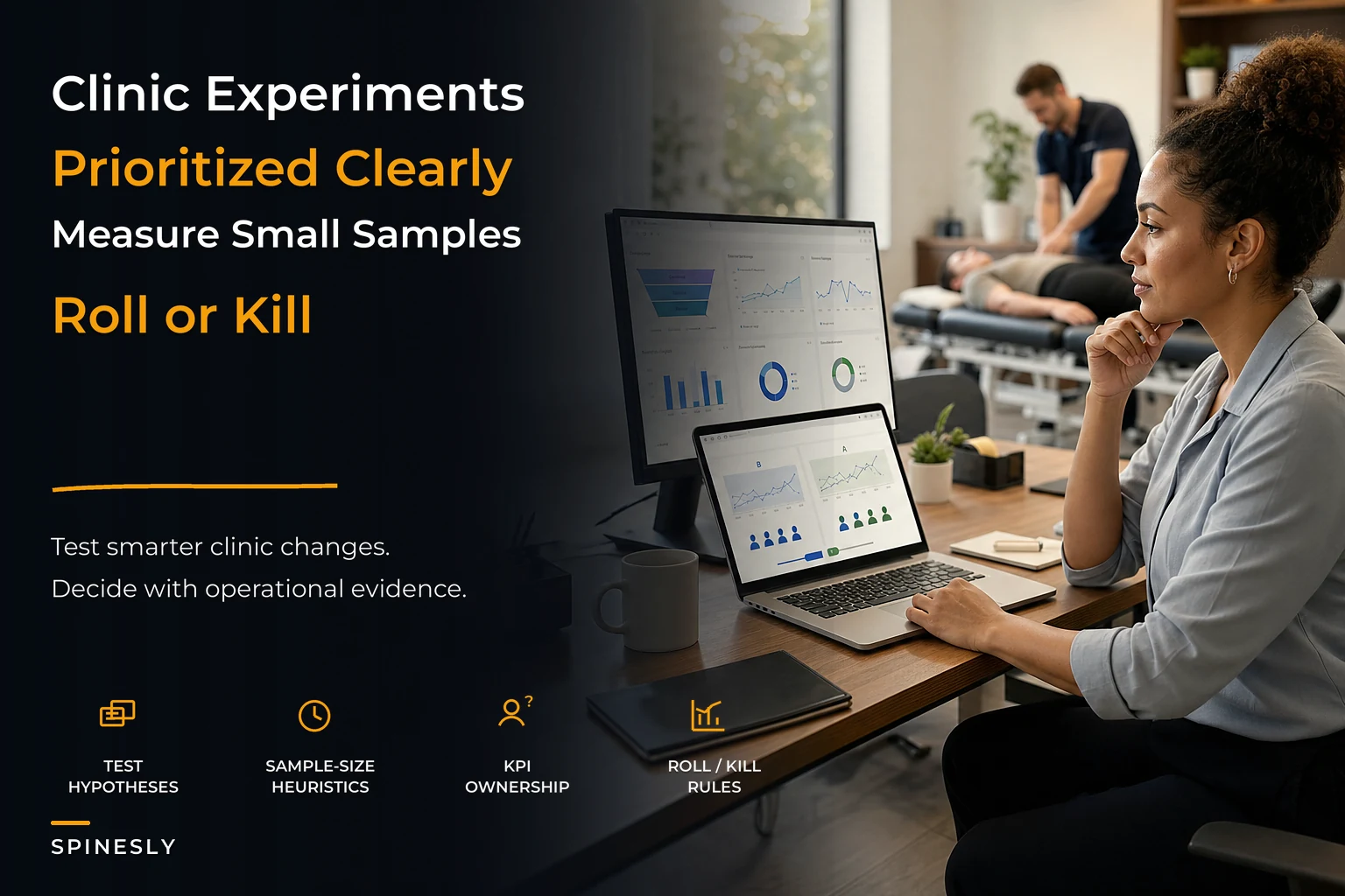 A Testable Experimentation Engine for Clinics: Prioritization, Sample‑Size Heuristics and Roll/Kill Criteria