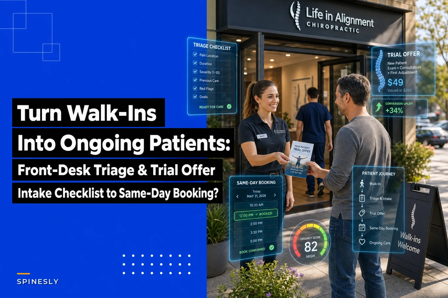 Turn Walk‑Ins into Ongoing Patients: A Front‑Desk Triage, Trial Offer and Onboarding Flow for Chiropractic Clinics