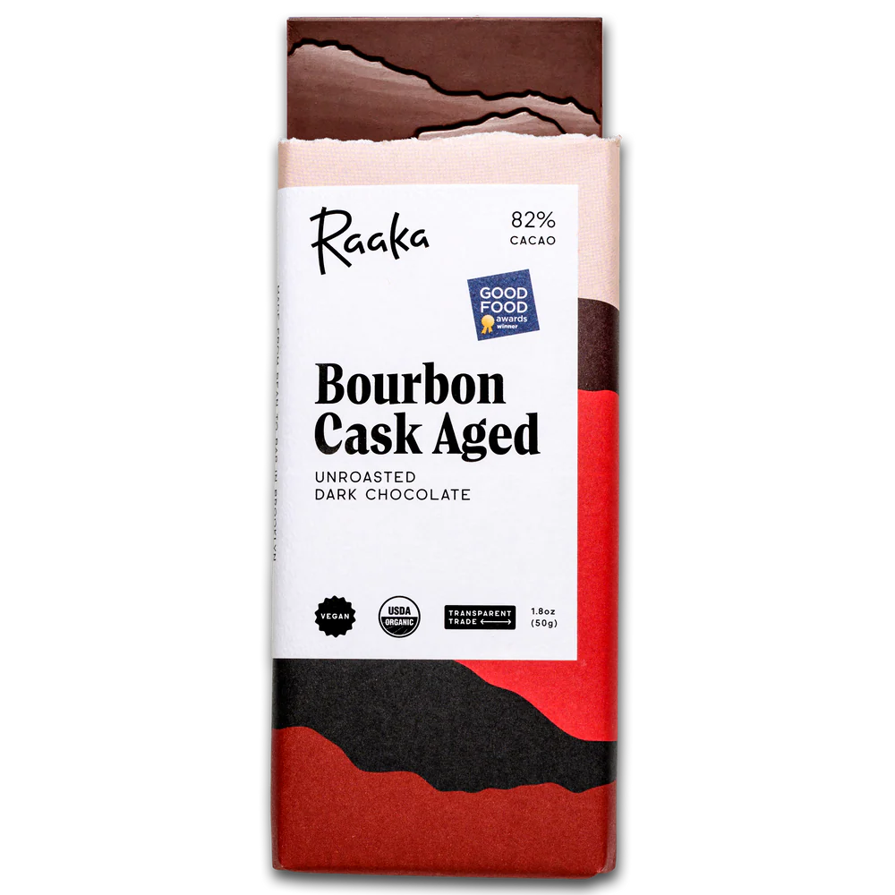 Bourbon Cask Aged by Raaka - 82% chocolate bar