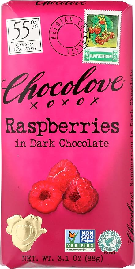 Raspberries In Dark Chocolate by Chocolove - 51% chocolate bar