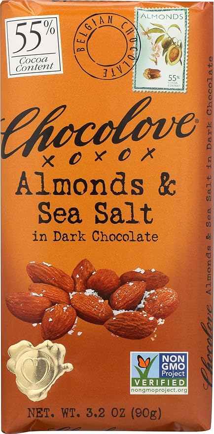 Almonds and Sea Salt in Dark Chocolate by Chocolove - 55% chocolate bar