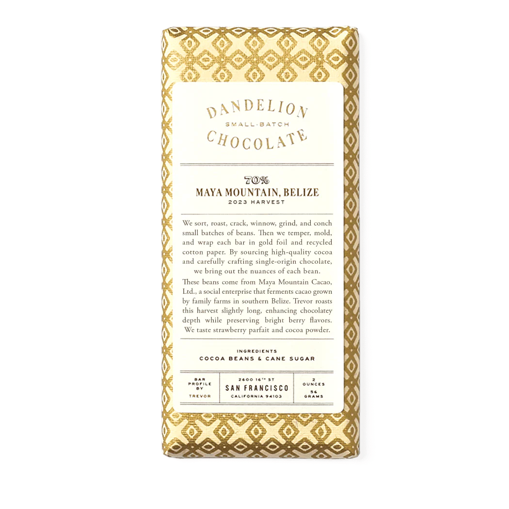 Maya Mountain by Dandelion Chocolate - 70% chocolate bar