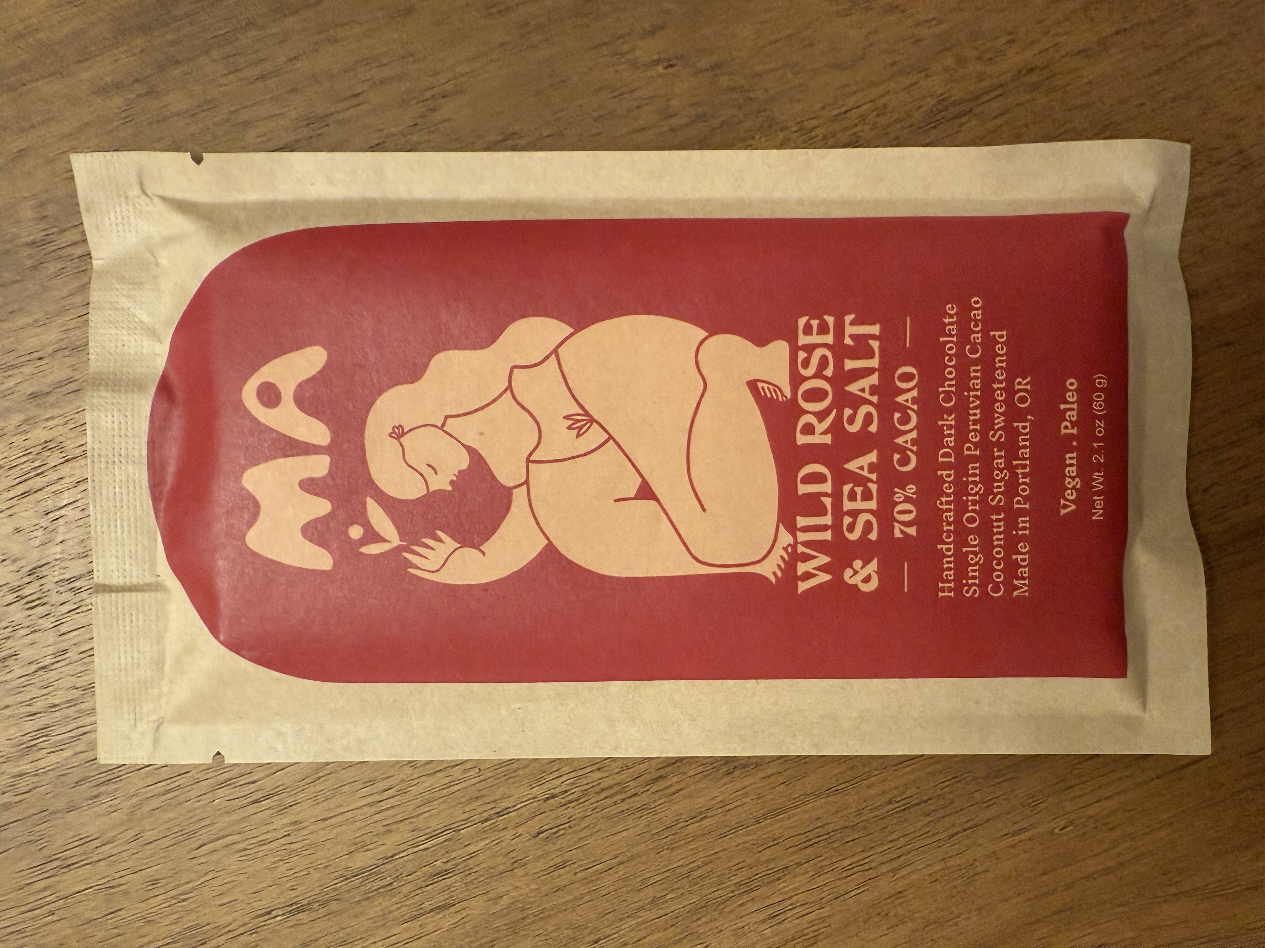 Wild Rose & Sea Salt by Ma - 70% chocolate bar