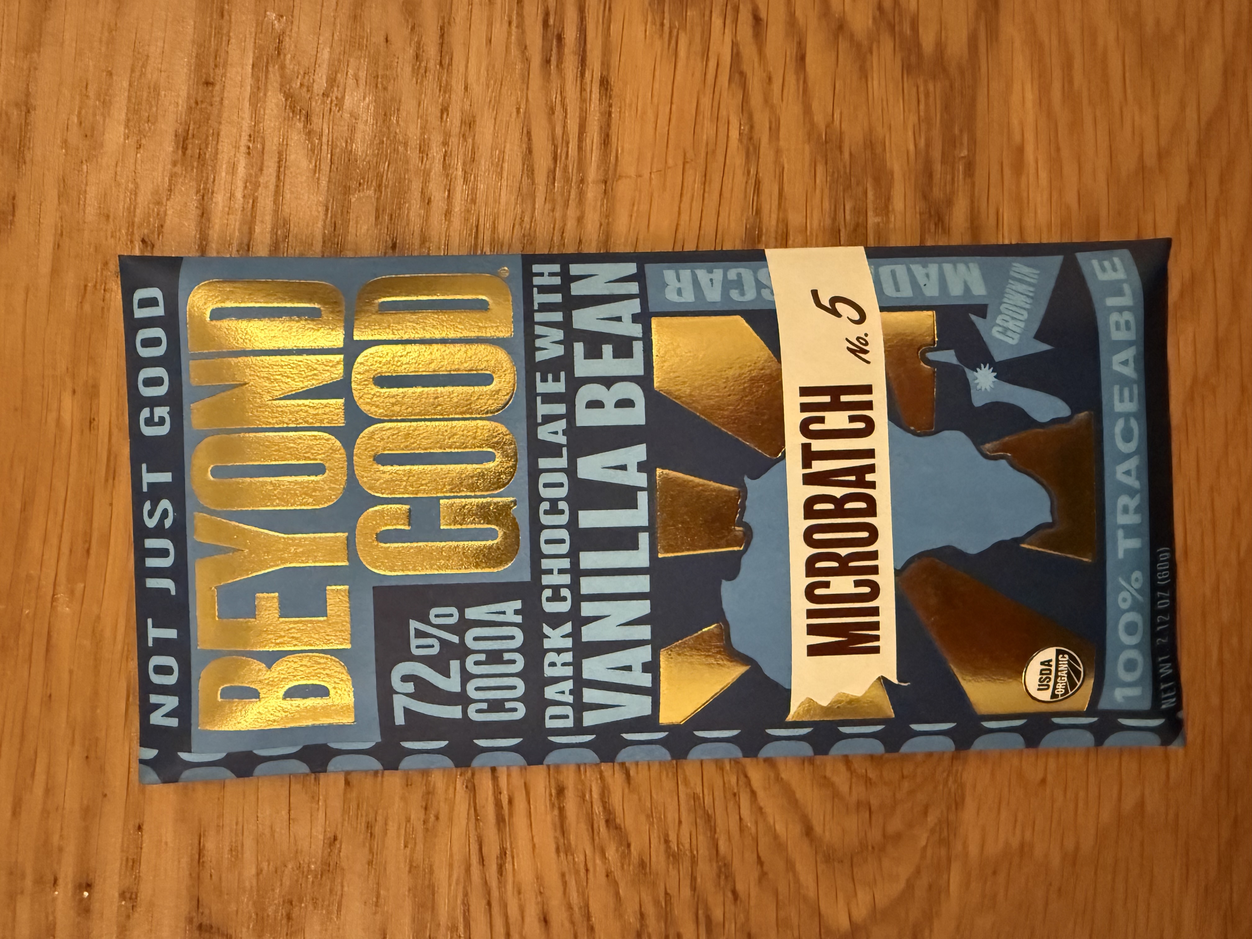 Dark Chocolate with Vanilla Bean by Beyond Good - 72% chocolate bar