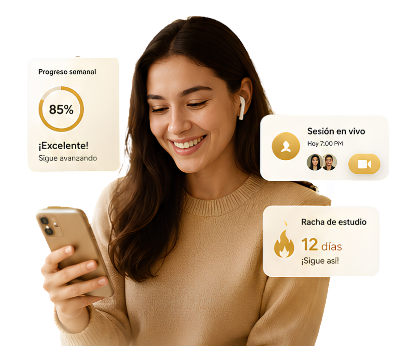Estudiante usando Choco Learn en su telefono