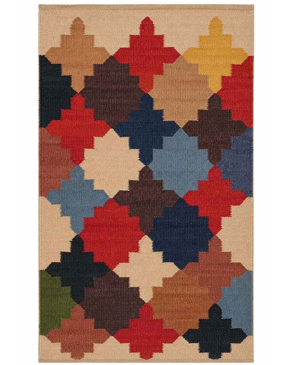 Chouhan-HMP400012 Rangrez Handwoven Hemp Rug with Artisan Geometric Pattern