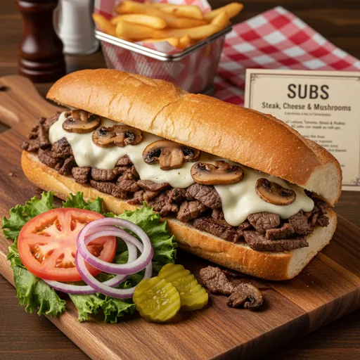 Steak, Cheese and Mushrooms Sub