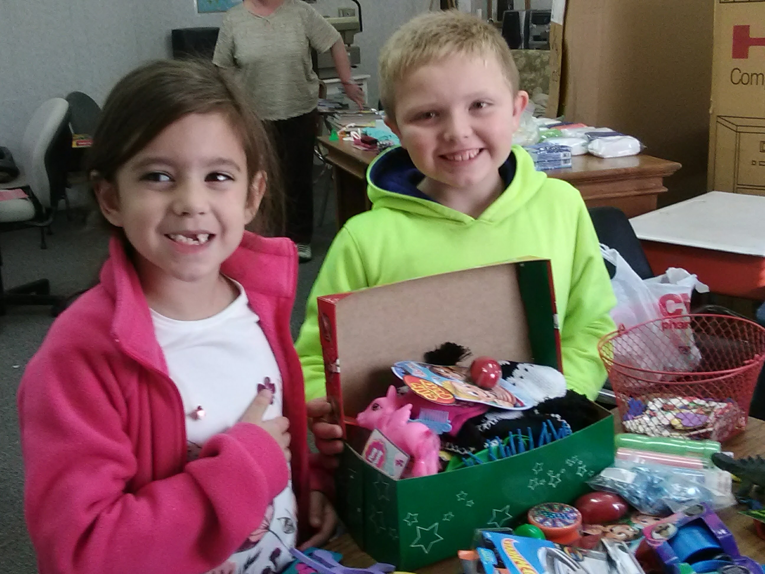 helping with Operation Christmas Child