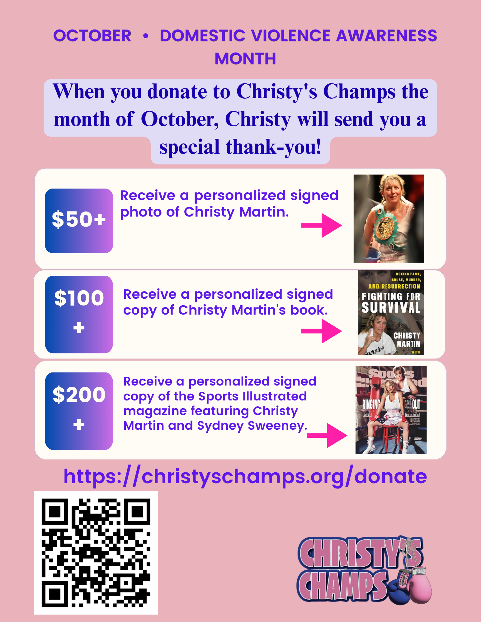 💜 GIVE THIS OCTOBER. GET A THANK-YOU FROM CHRISTY!