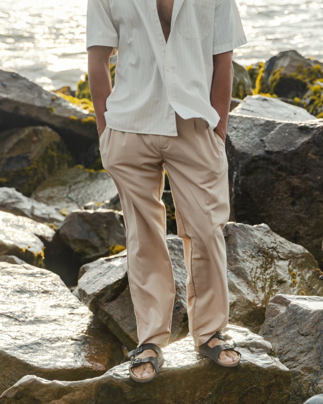 Pantalón lino sastre - BEIGE - Imagen 1