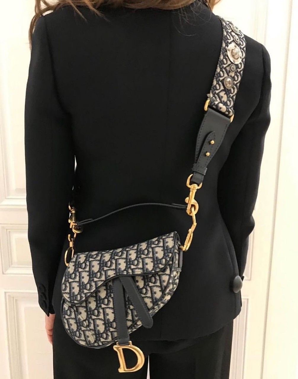 Dior Saddle Bag Blue Dior Oblique Embroidery / Jacquard